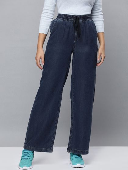 Buy Encrypt Blue Wide Legged Palazzo 