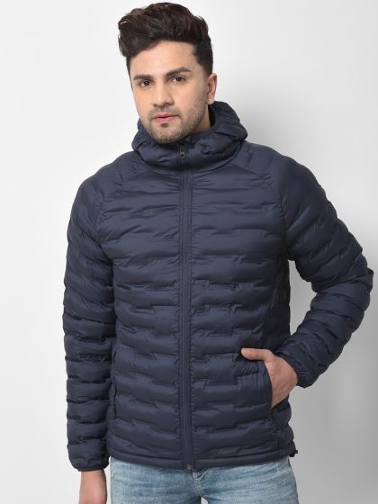 Buy Wildcraft Men Navy Blue Printed Padded With Detachable Hood