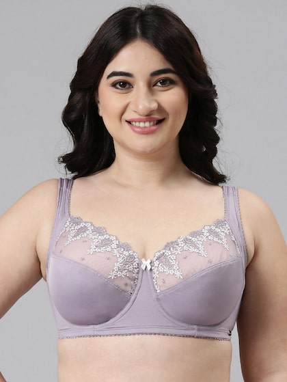 Buy Enamor Black Non Wired Non Padded Full Coverage Full Support Daily Wear  Bra With Lace A014 - Bra for Women 2295474