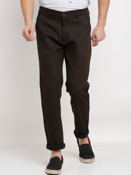 Men Black Smart Tapered Fit Solid Cropped Regular Trousers