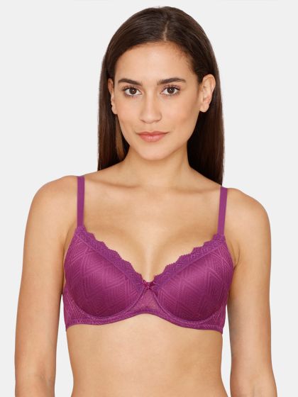 Buy ZIVAME Pink Womens Padded Underwired Lace Bra