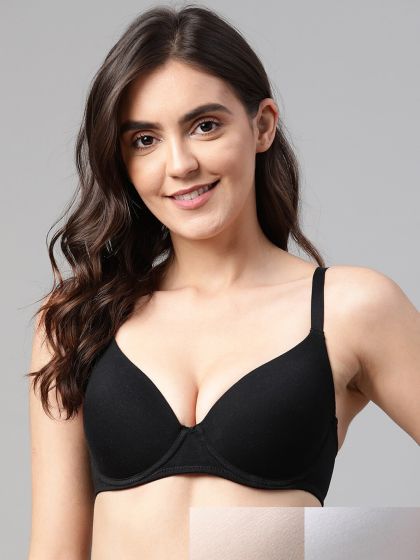 Marks & Spencer Black Solid Non-Wired Lightly Padded Everyday Bra T333039