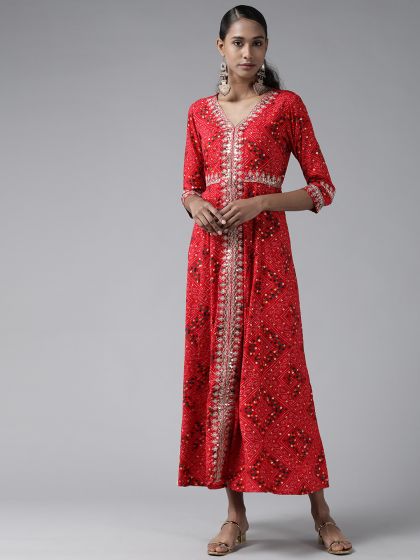 Buy AKS Women Blue White Printed Belted Maxi Dress Dresses for
