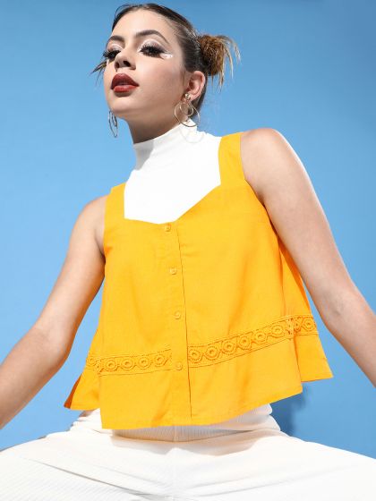 Bright yellow womens tops discount