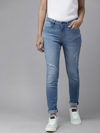 Buy Vero Moda Women Blue Slash Knee Light Fade Jeans Jeans for