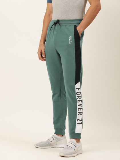Buy FOREVER 21 Men Black Regular Fit Solid Joggers Track Pants