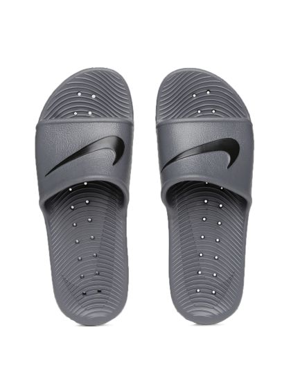 gray nike flip flops