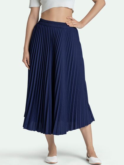 Navy paperbag waist skirt on sale