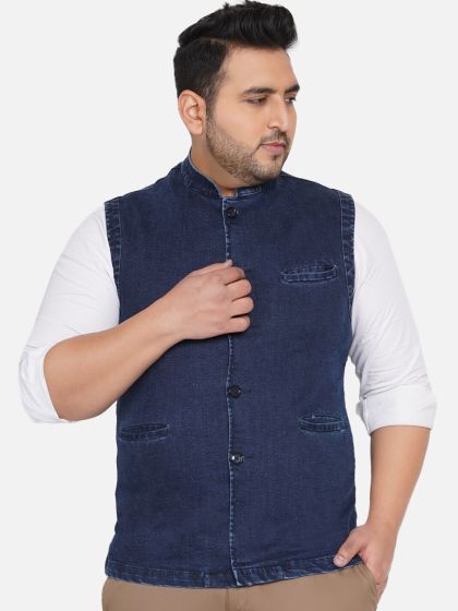 Denim top nehru jacket