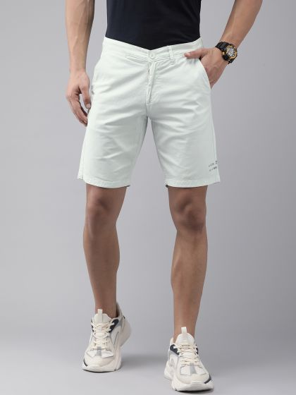 Mens white distressed shorts sales