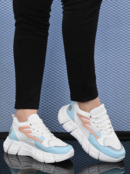Buy Roadster Women White Pink Colourblocked Sneakers Casual