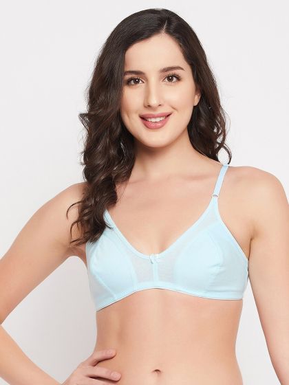 Buy Clovia Smoothie Non-Padded Non-Wired Full Coverage Bra in Blue - Cotton  Rich Online