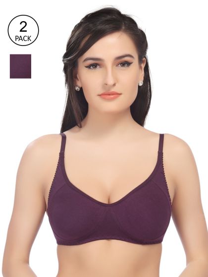 Lovable Pk Of 2 Smooth Slim Fit Maroon Cotton Bra
