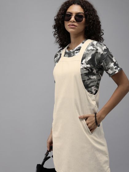 Khaki dungaree dress shop