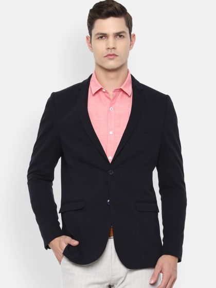 Buy Louis Philippe Louis Philippe Men Blue Self-Design Slim Fit  Single-Breasted Casual Blazer at Redfynd