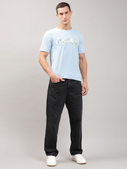 Men - Blue Oversized Fit Printed Mesh T-Shirt - Size: XL - H&M