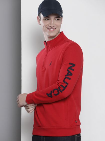 U.S. Polo Assn. Mens Funnel Neck Quarter Zip Jumper in Navy Blazer / Haute  Red – U.S. Polo Assn. UK