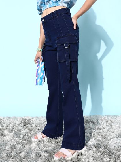 Buy DOLCE CRUDO Navy Women's Regular Fit Girl At Work Denim Jeans Navy Blue