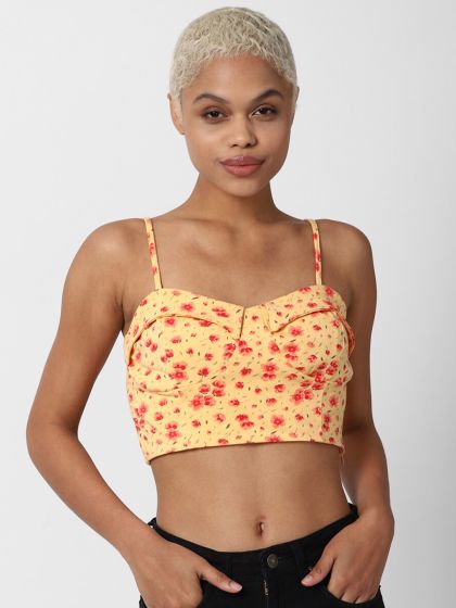 Women Blue & Pink Abstract Printed Bralette Crop Top at Rs 499