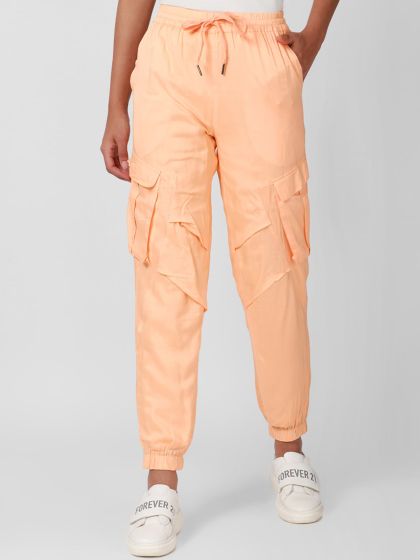 Buy FOREVER 21 Women Orange Sports Joggers Trousers Trousers for