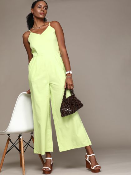 H&m green satin jumpsuit outlet