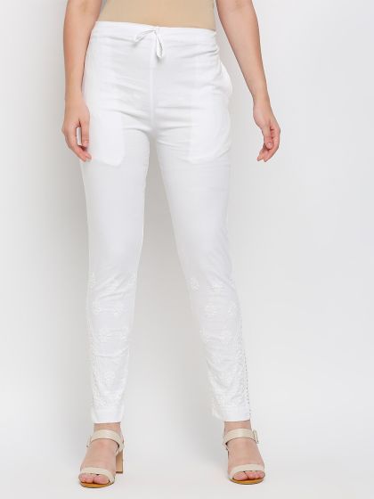 Buy Women Charcoal Grey Regular Fit Solid Cigarette Trousers online |  Looksgud.in