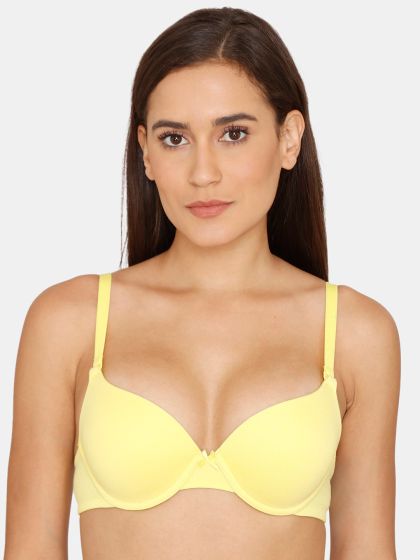Clovia Women's Cotton Rich Non-Padded Non-Wired Front-Open T-Shirt Bra  (BR0768P02_Yellow_36B) at  Women's Clothing store
