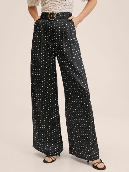 Black Belted Wide Leg Trouser  Trousers  PrettyLittleThing