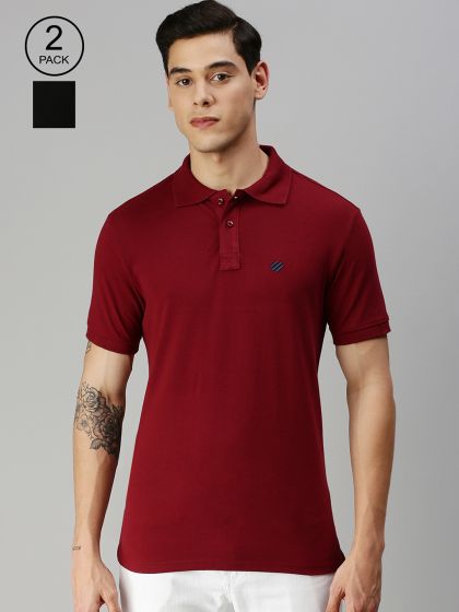 Buy ONN Men Pack Of 2 Solid Polo Collar T Shirts Tshirts for Men