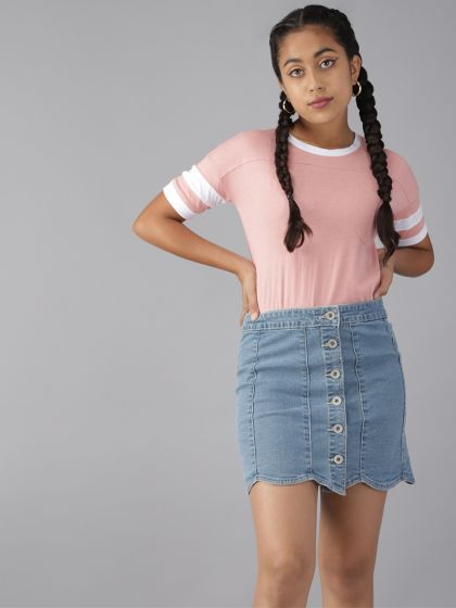 Navy blue a deals line denim skirt
