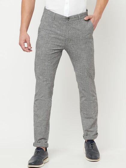 Buy Cantabil Fawn Cotton Mid Rise Trousers for Men Online  Tata CLiQ