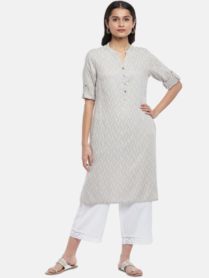 Rangmanch by Pantaloons Off-White Printed Fit and Flare Kurta