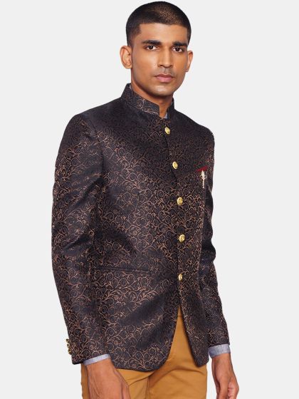 Buy Ethnix By Raymond Men Blue Khadi Cotton Self Design Slim Fit