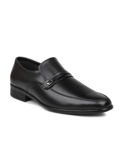 Buy PRIVO By Inc.5 Men Black Solid Leather Formal Slip On Shoes