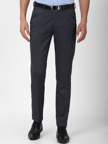 Buy Peter England Grey Slim Fit Flat Front Trousers for Mens Online  Tata  CLiQ