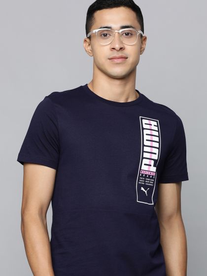 Buy One8 X PUMA Men Blue Graphic Printed Casual T Shirt Tshirts