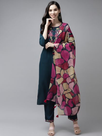 Buy Yufta Women Off White Printed Kurta With Trousers Kurta Sets