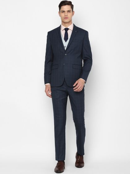 Buy Louis Philippe Men Navy Blue Striped Slim Fit Single Breasted