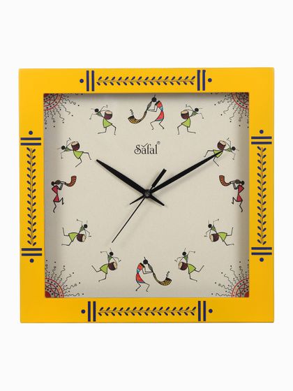 Buy Safal Yellow White Dial Warli Art 29 Cm Analogue Wall Clock Clocks For Unisex 1820332 Myntra