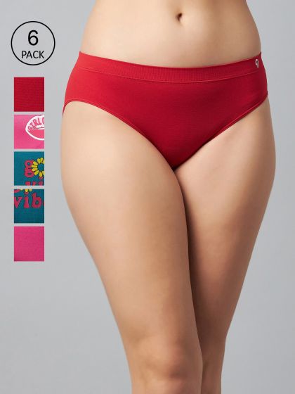 Buy C9 Airwear High-Rise Solid Pack of 6 Seamless Hipster Panty