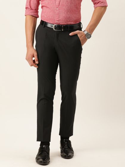 Buy INDIAN TERRAIN Black Solid Cotton Stretch Super Slim Fit Fit Mens  Trousers  Shoppers Stop