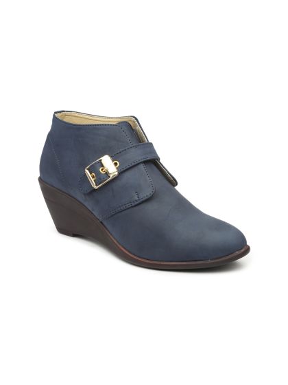 Buy Inc 5 Women Navy Blue Solid Wedge Heeled Boots Boots for