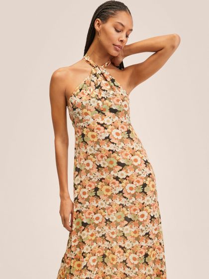 Buy MANGO Blue White Tropical Print A Line Dress Dresses for