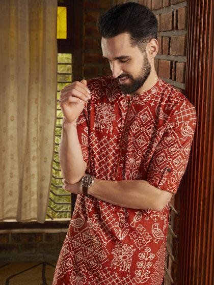 Buy Ode By House Of Pataudi Men Self Design Kurta With Trousers