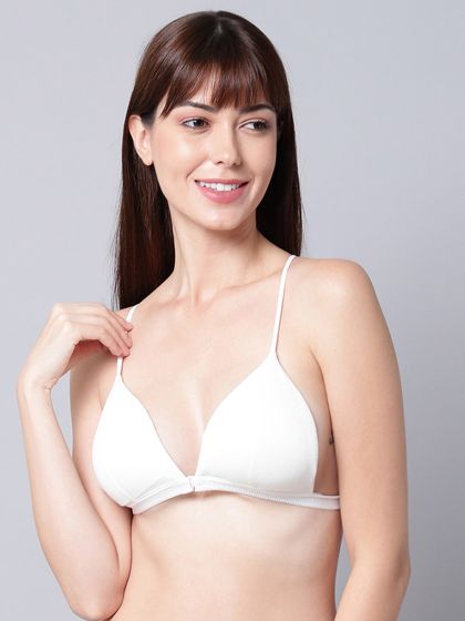 Buy Cotton Rich Non-Padded Front Open Plunge Bra In White Online