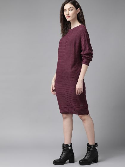 Maroon jumper dress top