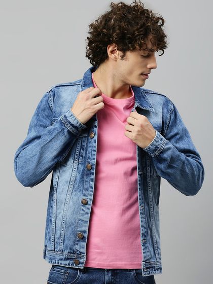 Buy Fort Collins Men Blue Solid Jacket 
