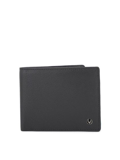 Buy Allen Solly Men Black Textured Leather Two Fold Wallet