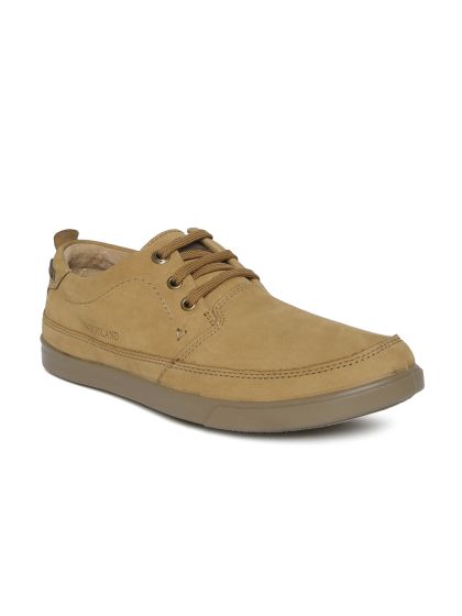 woodland men's khaki leather sneakers