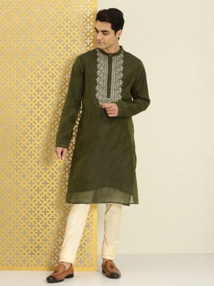 Buy House Of Pataudi Men Solid Straight Rozana Kurta Kurtas for